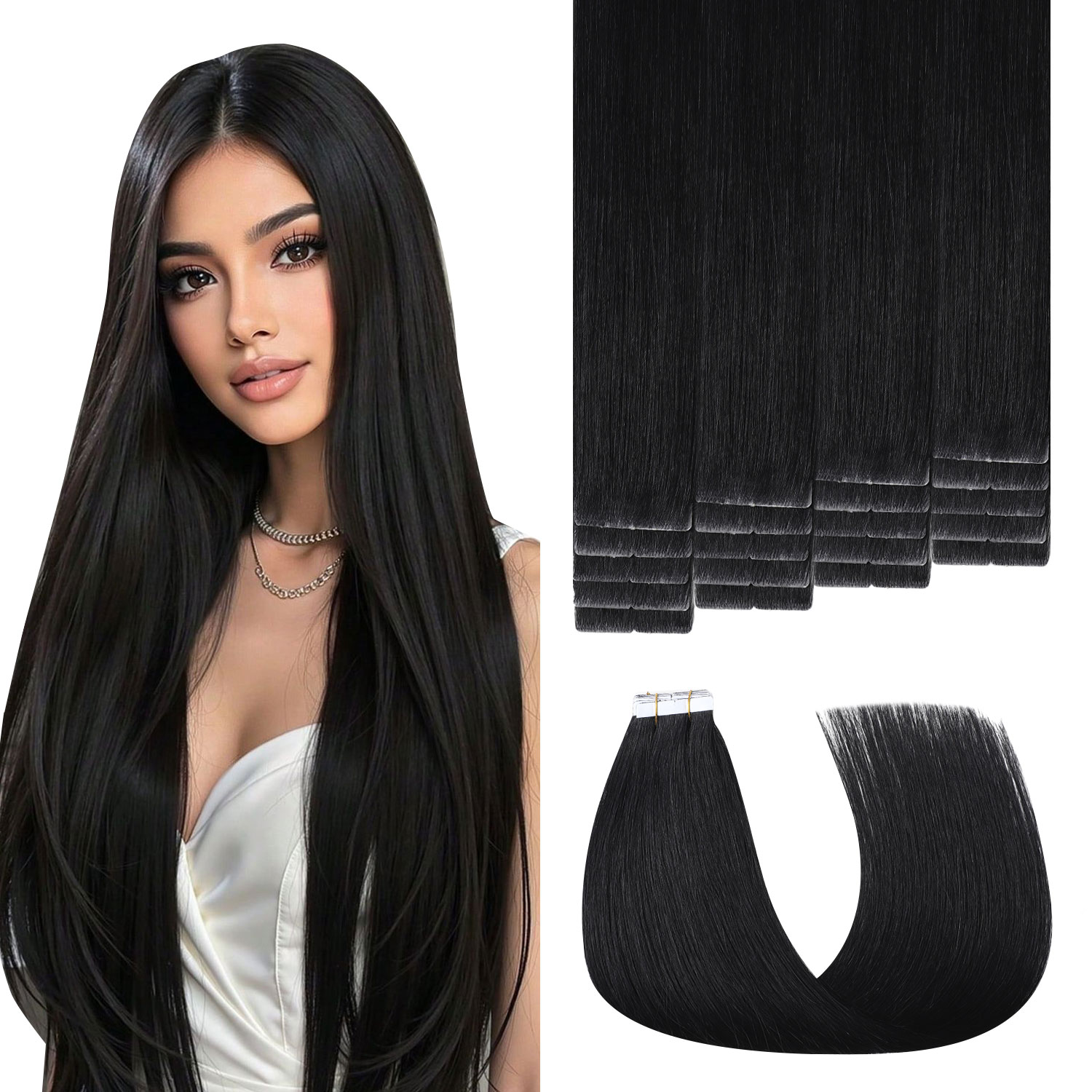 Invisible Tape In Extensions Real Hair - Sweetmet Invisible Tape in Hair Extensions