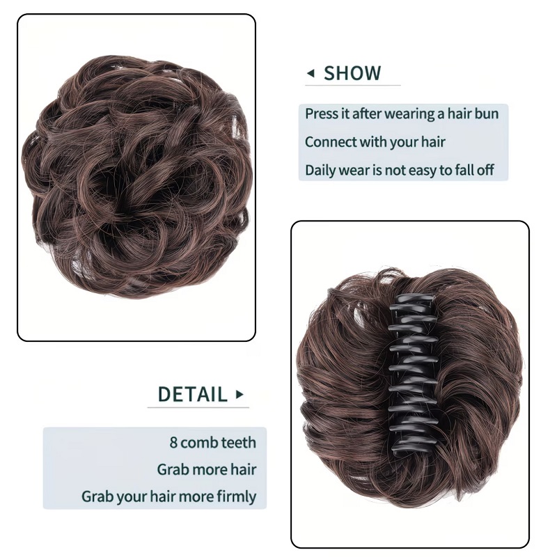 Synthetic Messy Bun Hair Scrun - Claw Clip Messy Bun Hair Piece ulasan dan harga