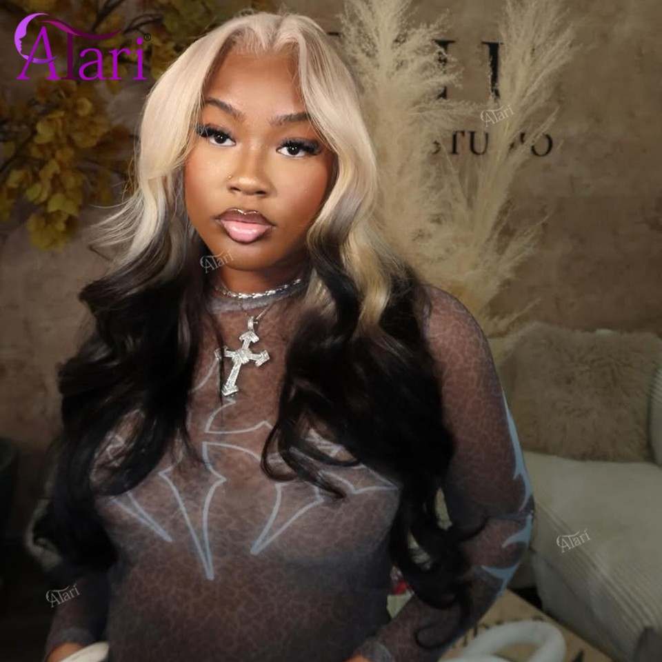 Ombre Blonde Black Body Wave H - 613 Blonde Body Wave Lace Front Wig ulasan dan harga