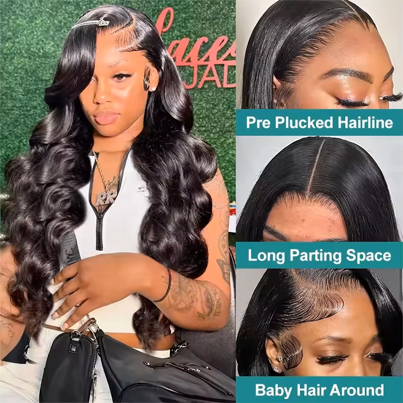 180-220% Density Natural Black - Human Hair Wigs ulasan dan harga