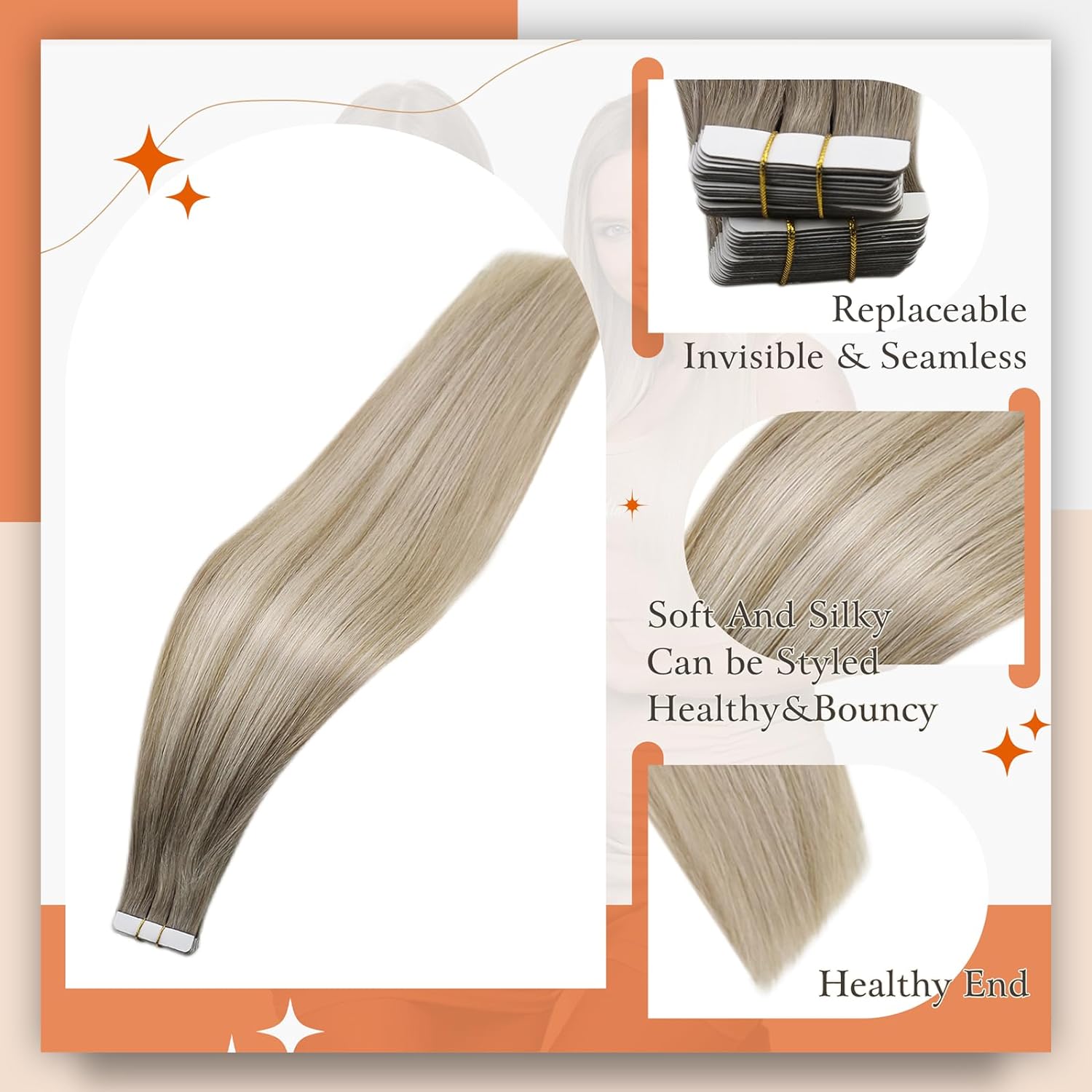 Full Shine Tape In Human Hair  - Invisible Tape In Extensions Real Hair ulasan dan harga