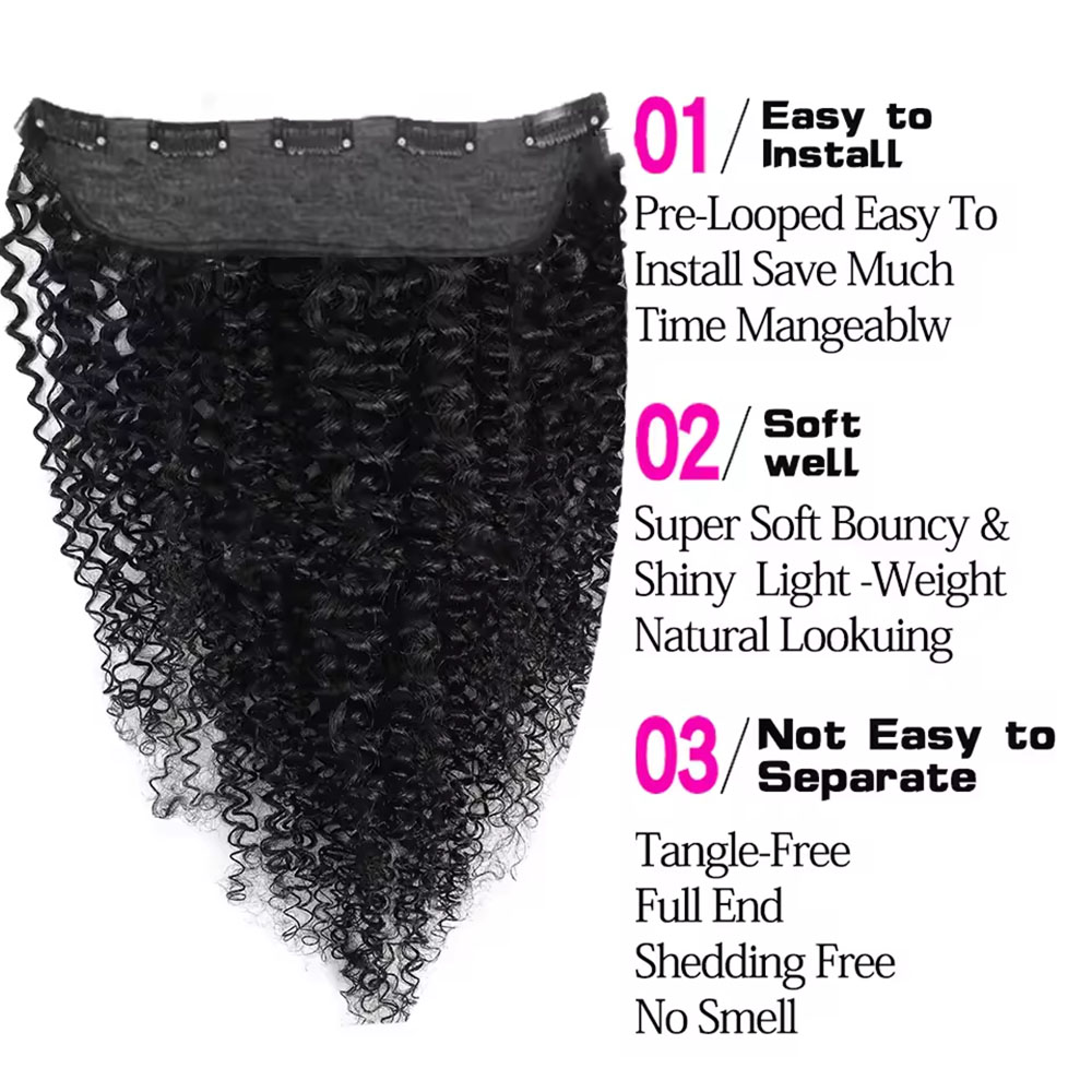 1 Pcs Clips In One Piece Hair  - Seamless Clip In Hair Extensions Human Hair ulasan dan harga