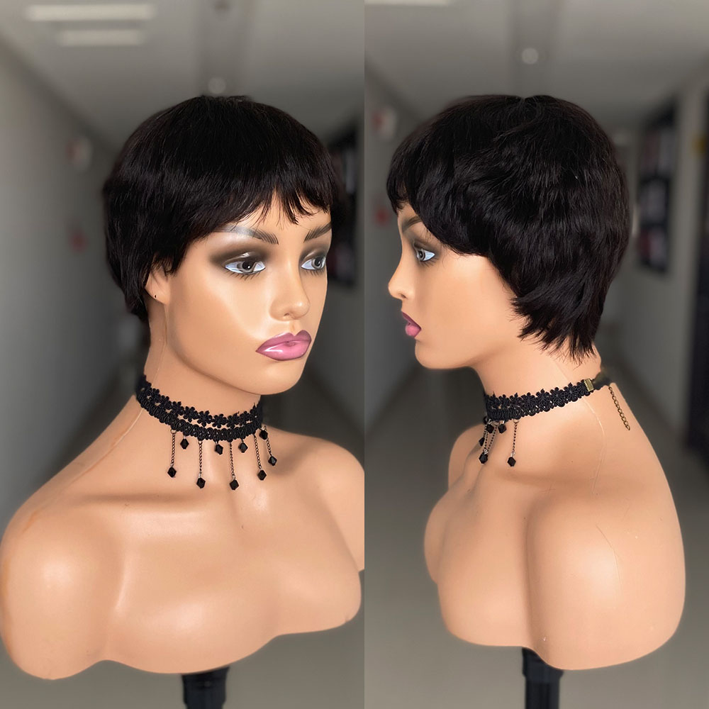 Short Straight Human Hair Wigs - Short Pixie Cut Wig Human Hair Cheap ulasan dan harga