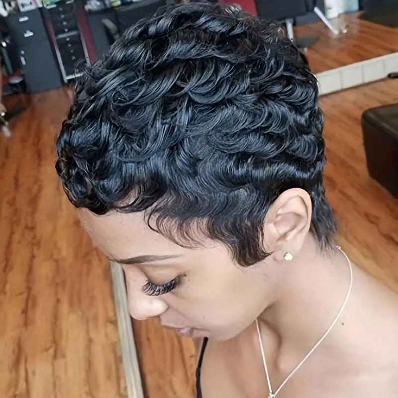 Short Bob Pixie Cut Wig Pixie  - Short Pixie Cut Wig Human Hair Cheap ulasan dan harga