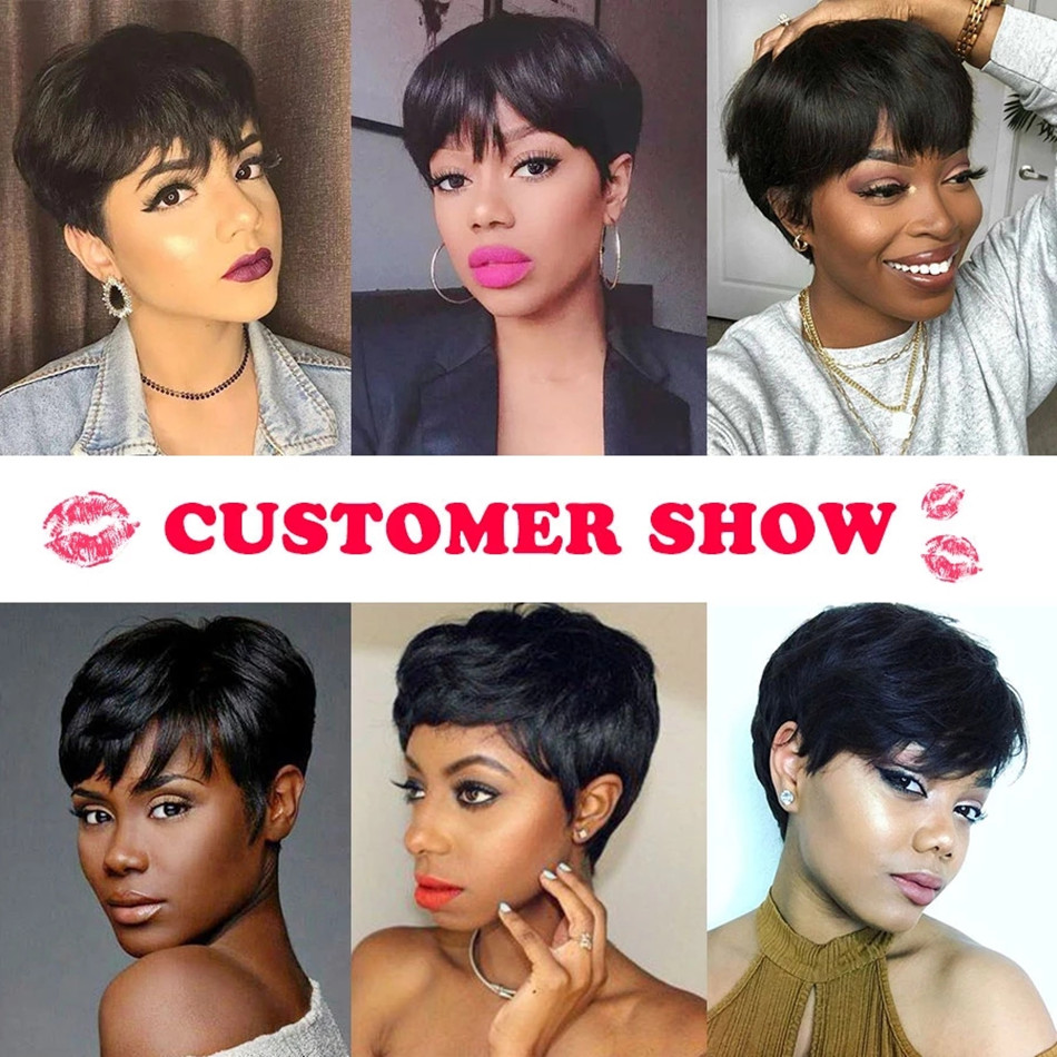 Short Bob Pixie Cut Wig Pixie  - Short Pixie Cut Wig Human Hair Cheap ulasan dan harga