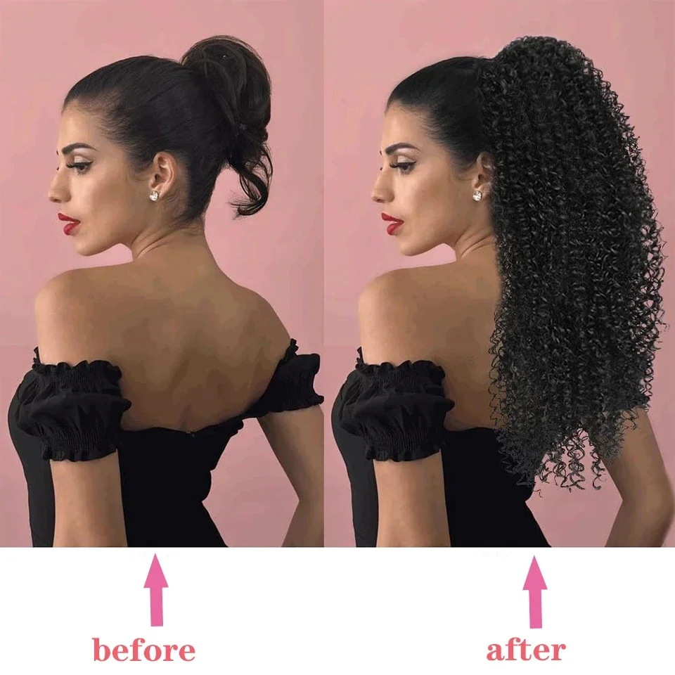 Long Kinky Curly Drawstring Po - Drawstring Afro Curly Puff Ponytail ulasan dan harga