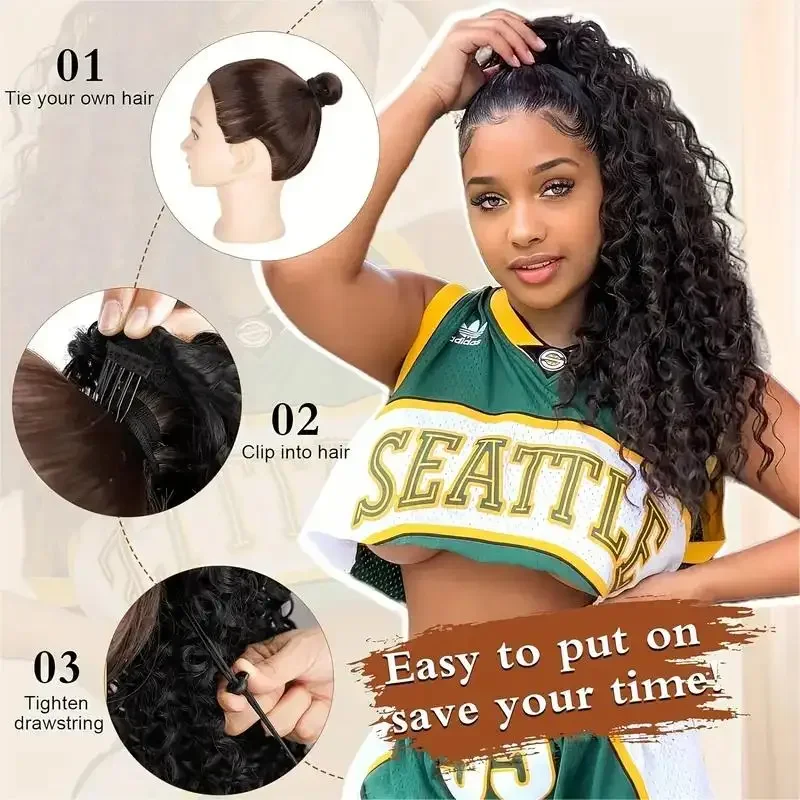 Long Kinky Curly Drawstring Po - Drawstring Afro Curly Puff Ponytail ulasan dan harga