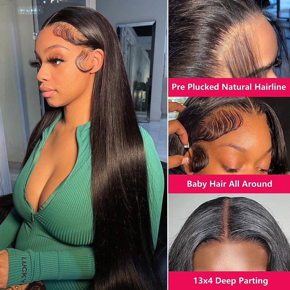 Straight Human Hair Wigs Gluel - Hd Lace Frontal Wig Human Hair Pre Plucked ulasan dan harga