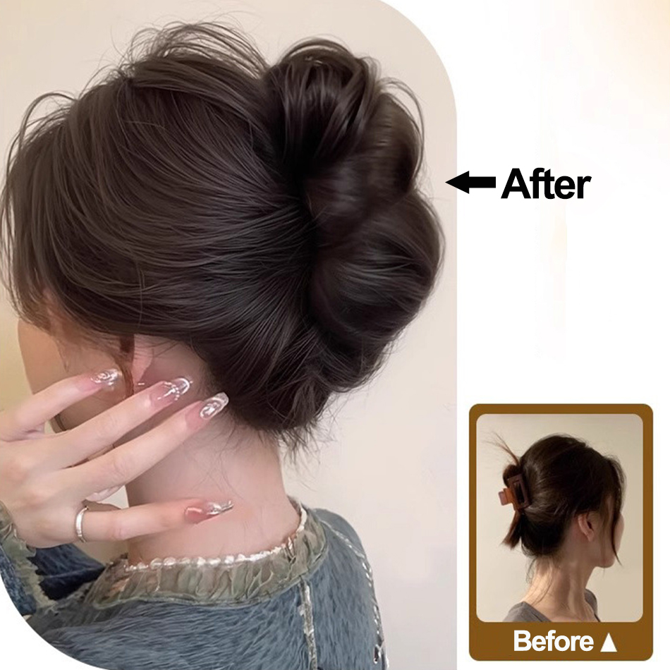 Synthetic Messy Bun Hair Piece - Claw Clip Messy Bun Hair Piece ulasan dan harga