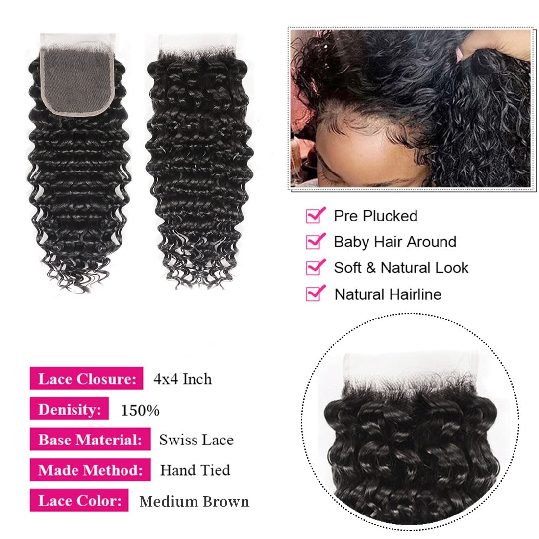 30 32 Inches Deep Wave Natural - Deep Wave 3 Bundles With Closure ulasan dan harga