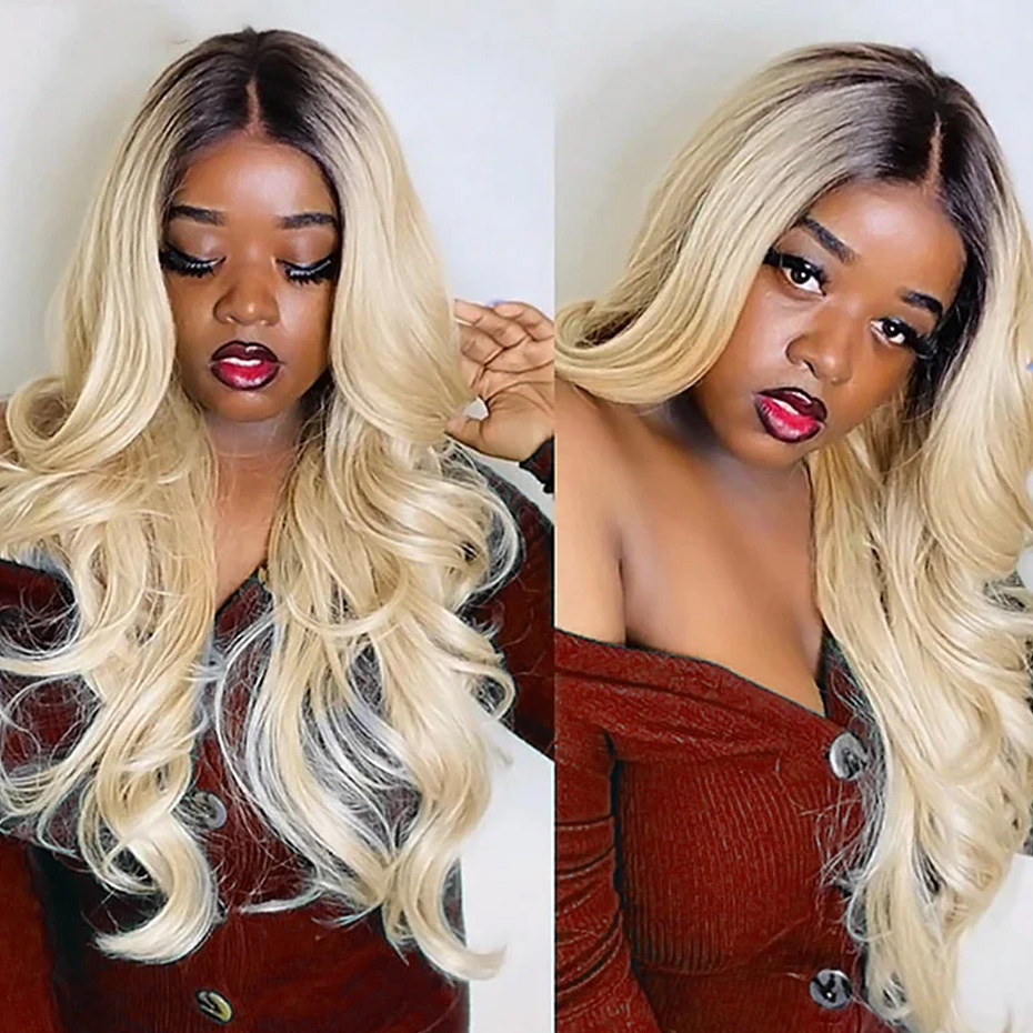 1B 613 Blonde Ombre Human Hair - 613 Blonde Body Wave Lace Front Wig ulasan dan harga