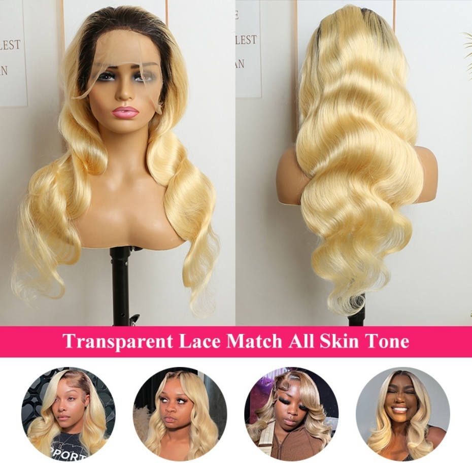 1B 613 Blonde Ombre Human Hair - 613 Blonde Body Wave Lace Front Wig ulasan dan harga