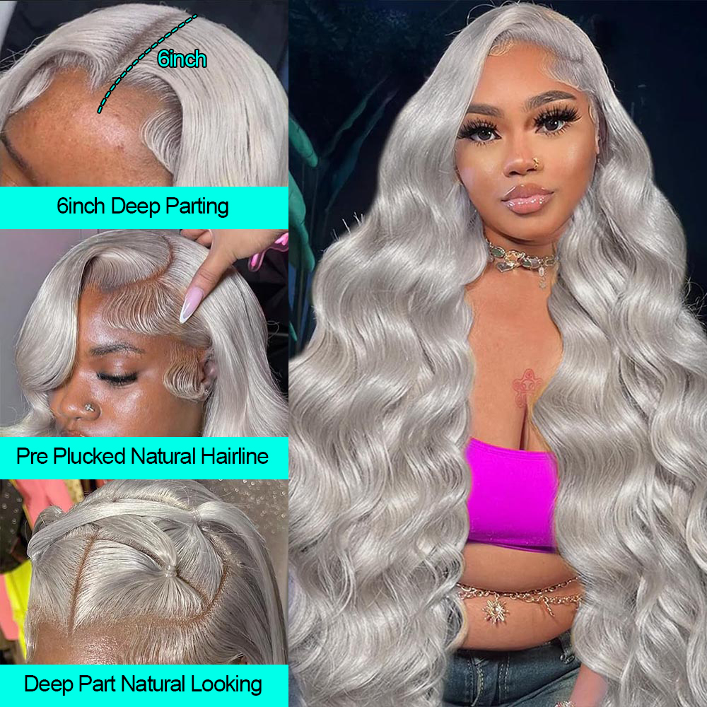 Cosplay Body Wave Silver Grey  - 613 Blonde Body Wave Lace Front Wig ulasan dan harga