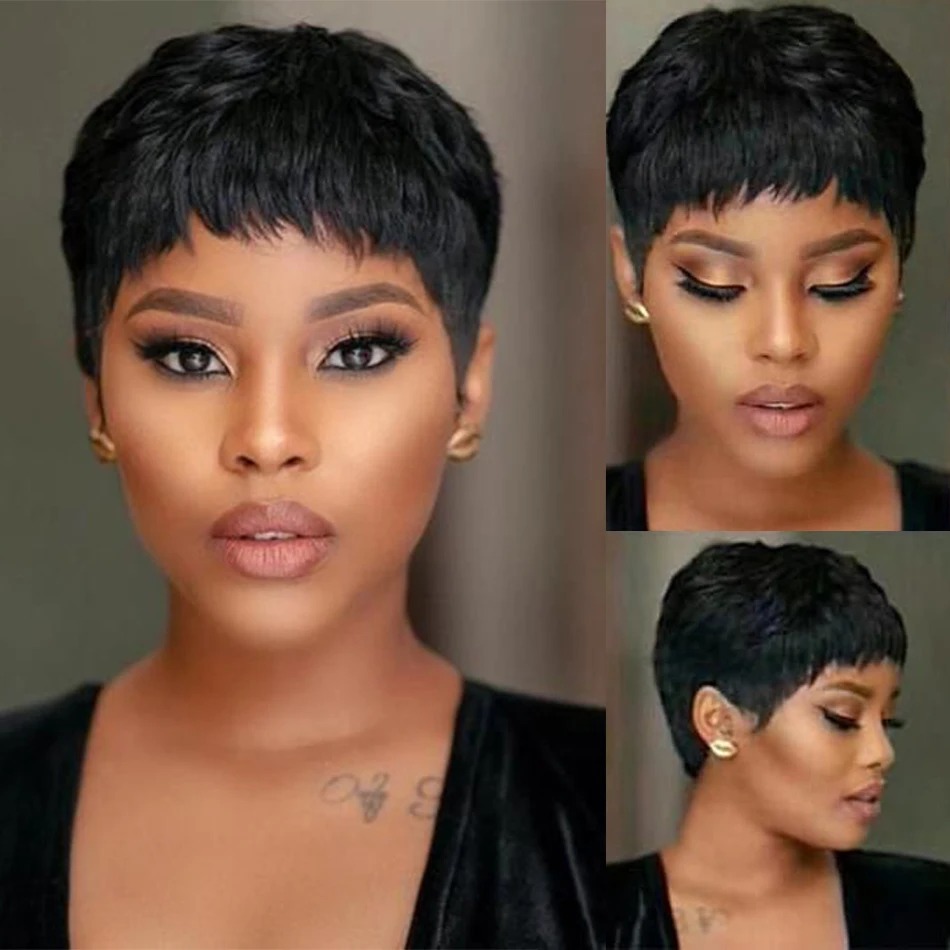 Short Straight Bob Wig Pixie C - Short Pixie Cut Wig Human Hair Cheap ulasan dan harga