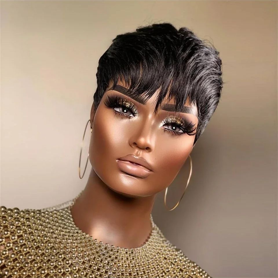 Short Straight Bob Wig Pixie C - Short Pixie Cut Wig Human Hair Cheap ulasan dan harga