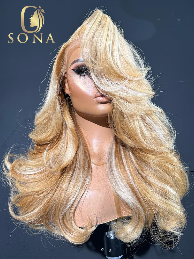 613# 27# Highlight HD Lace Fro - 613 Blonde Body Wave Lace Front Wig ulasan dan harga