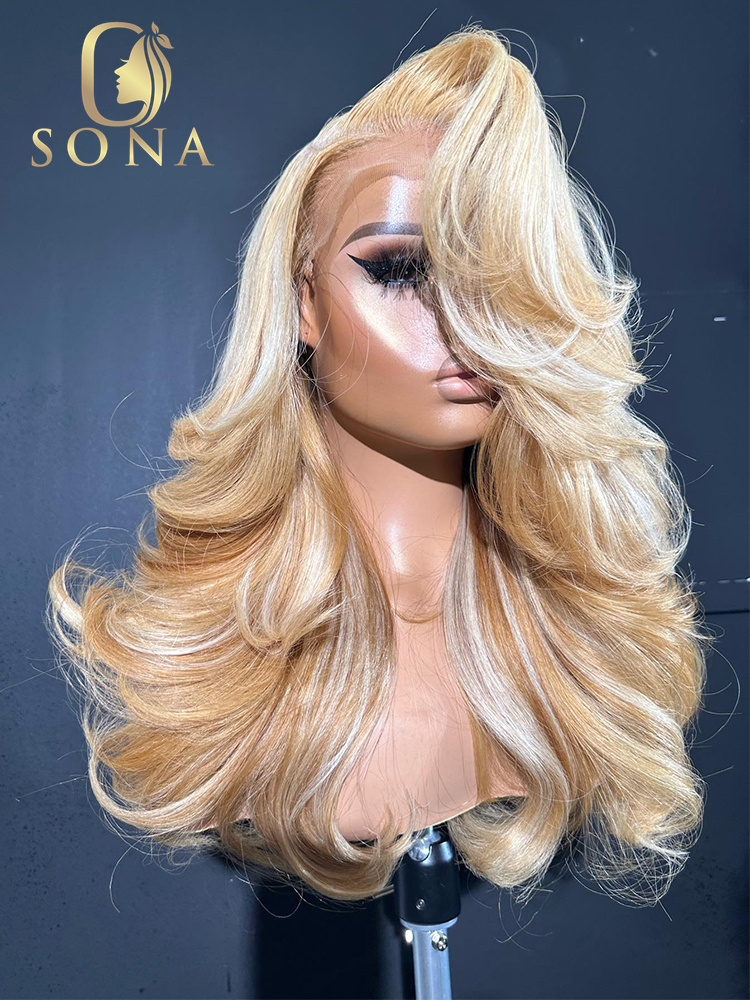 613# 27# Highlight HD Lace Fro - 613 Blonde Body Wave Lace Front Wig ulasan dan harga