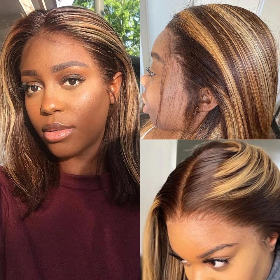 Highlight P4/27 Straight Bob W - Pre Parted 13X4 Lace Front Bob Wig ulasan dan harga
