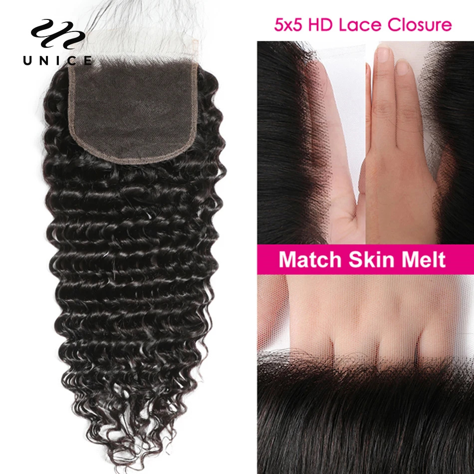 UNice Hair Deep Wave 5x5 HD La - Deep Wave 3 Bundles With Closure ulasan dan harga