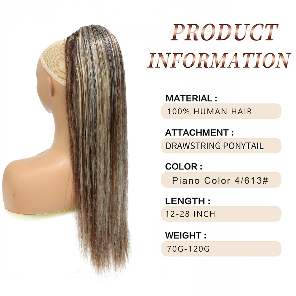 SOVO Drawstring Ponytail Human - Seamless Clip In Hair Extensions Human Hair ulasan dan harga