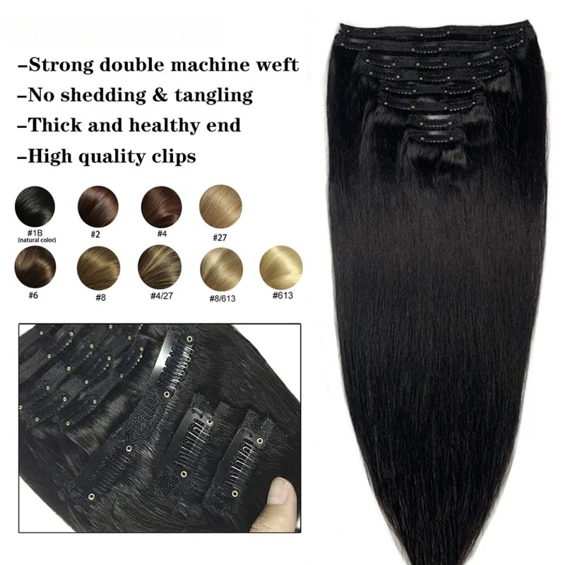 Natural Straight Clip In Human - Seamless Clip In Hair Extensions Human Hair ulasan dan harga