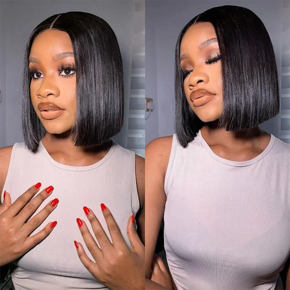 Straight Short Bob Wigs Human  - Glueless Wear And Go Human Hair Wig ulasan dan harga