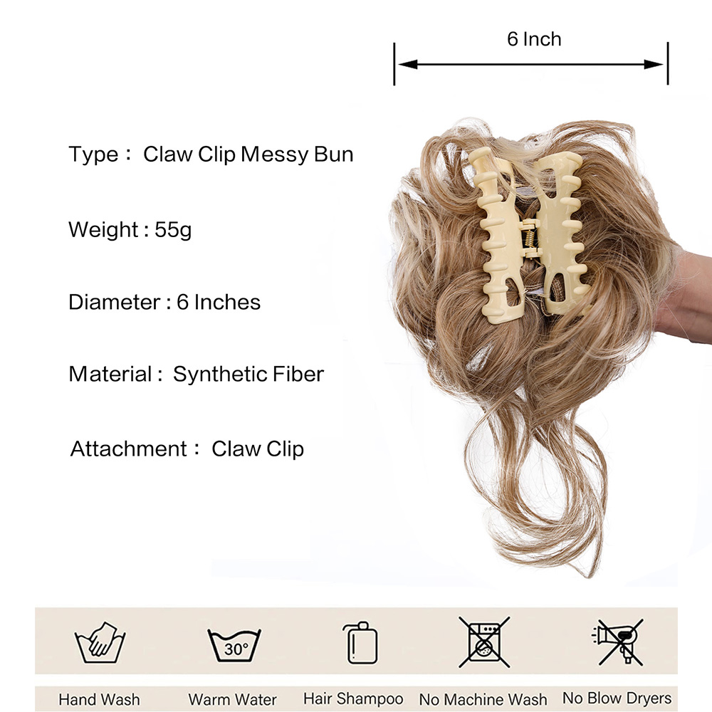 Synthetic Messy Bun Hair Piece - Claw Clip Messy Bun Hair Piece ulasan dan harga