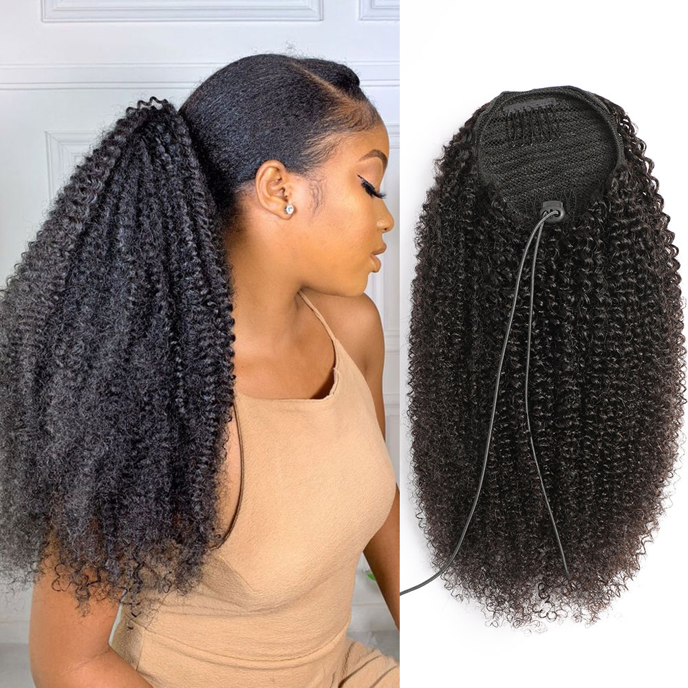 Ponytail Human Hair Afro Kinky - Seamless Clip In Hair Extensions Human Hair ulasan dan harga