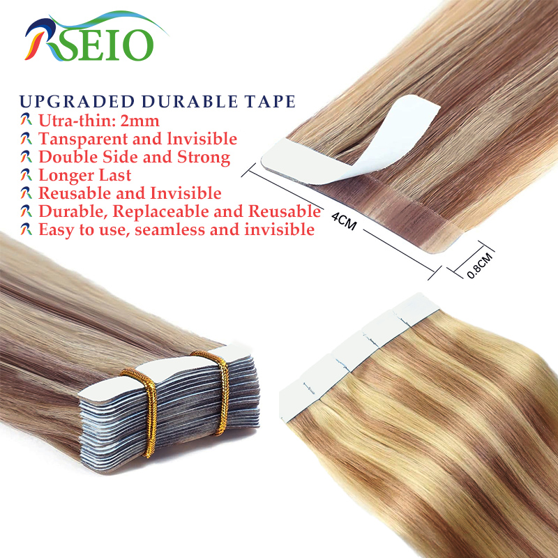 RSEIO Straight Tape In Human H - Invisible Tape In Extensions Real Hair ulasan dan harga