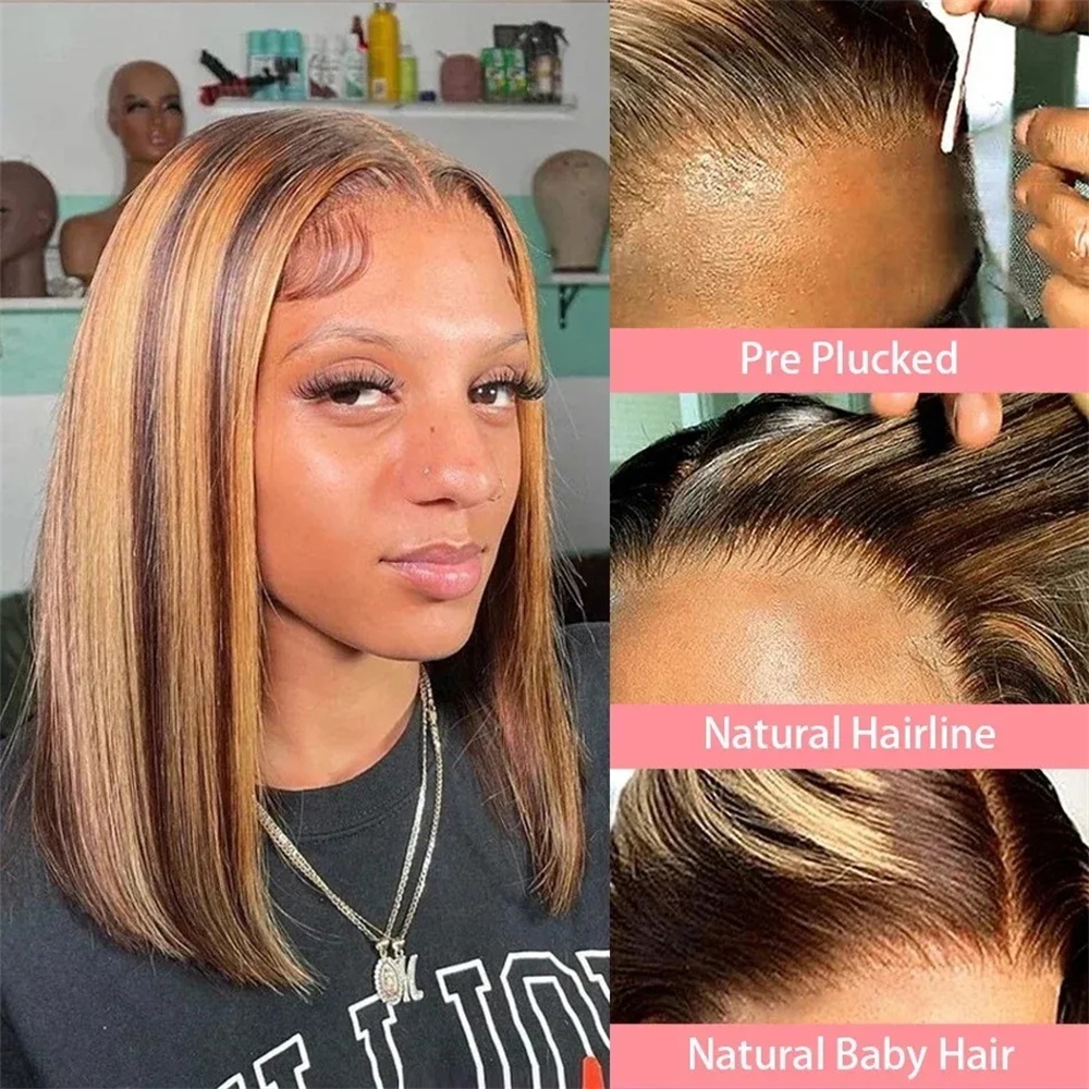 Honey Blonde Bob Wigs Human Ha - Glueless Wear And Go Human Hair Wig ulasan dan harga