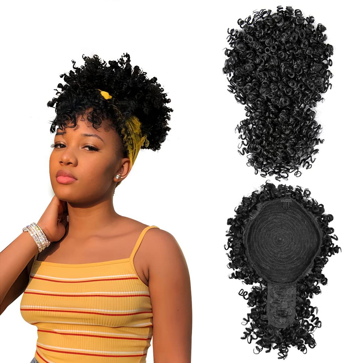 Afro Puff Synthetic Drawstring - Drawstring Afro Curly Puff Ponytail ulasan dan harga