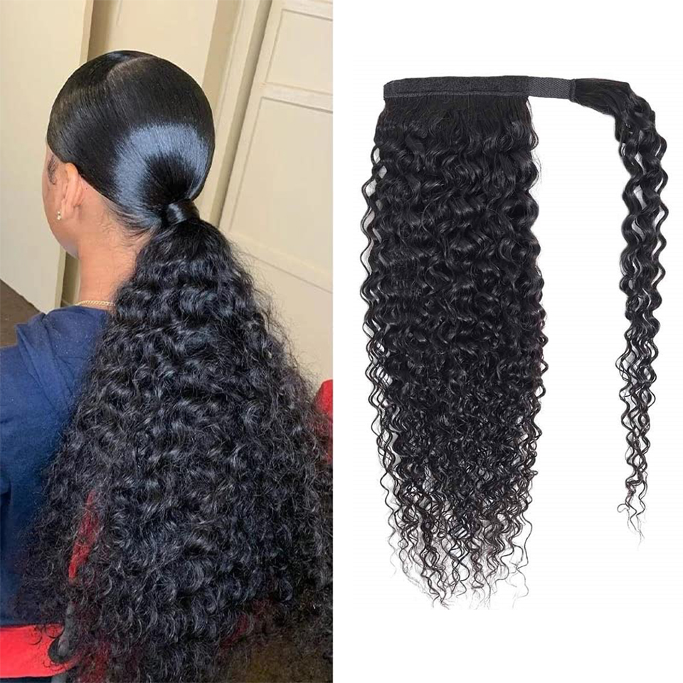 Kinky Curly Human Hair Ponytai - Seamless Clip In Hair Extensions Human Hair ulasan dan harga