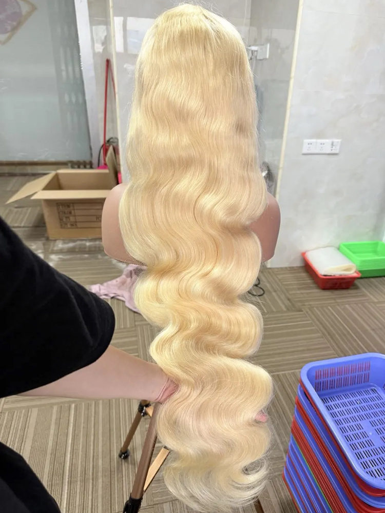 613 Honey Blonde Colored 40 In - 613 Blonde Body Wave Lace Front Wig ulasan dan harga