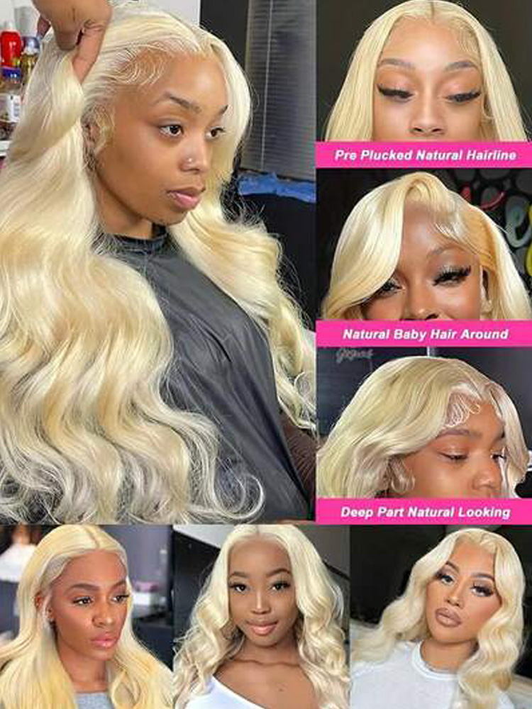 613 Honey Blonde Colored 40 In - 613 Blonde Body Wave Lace Front Wig ulasan dan harga
