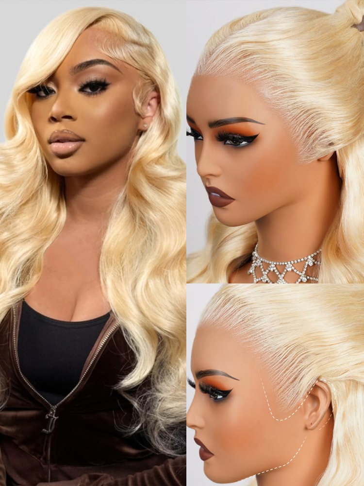 613 Honey Blonde Colored 40 In - 613 Blonde Body Wave Lace Front Wig ulasan dan harga
