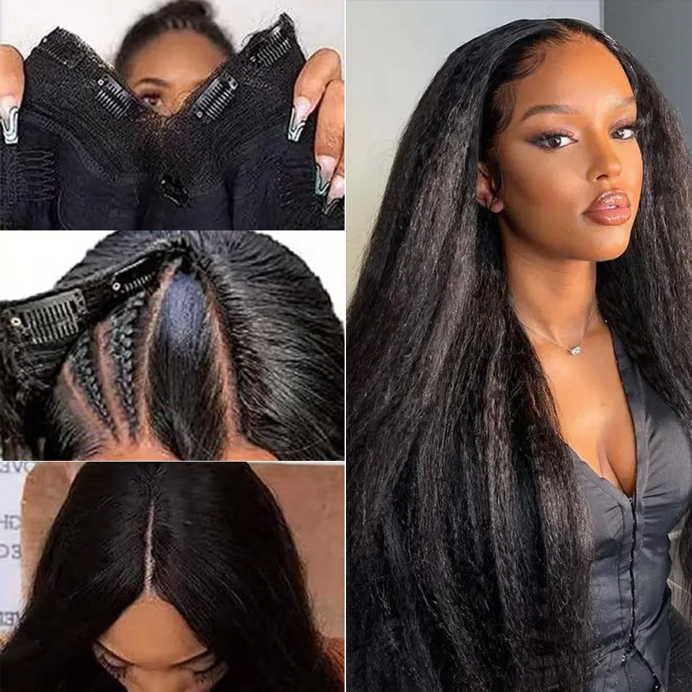 Kinky Yaki Straight Human Hair - Glueless Wear And Go Human Hair Wig ulasan dan harga
