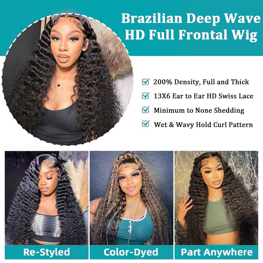 40 46 Inch Deep Wave 13x6 13x4 - Lace Front Wigs ulasan dan harga