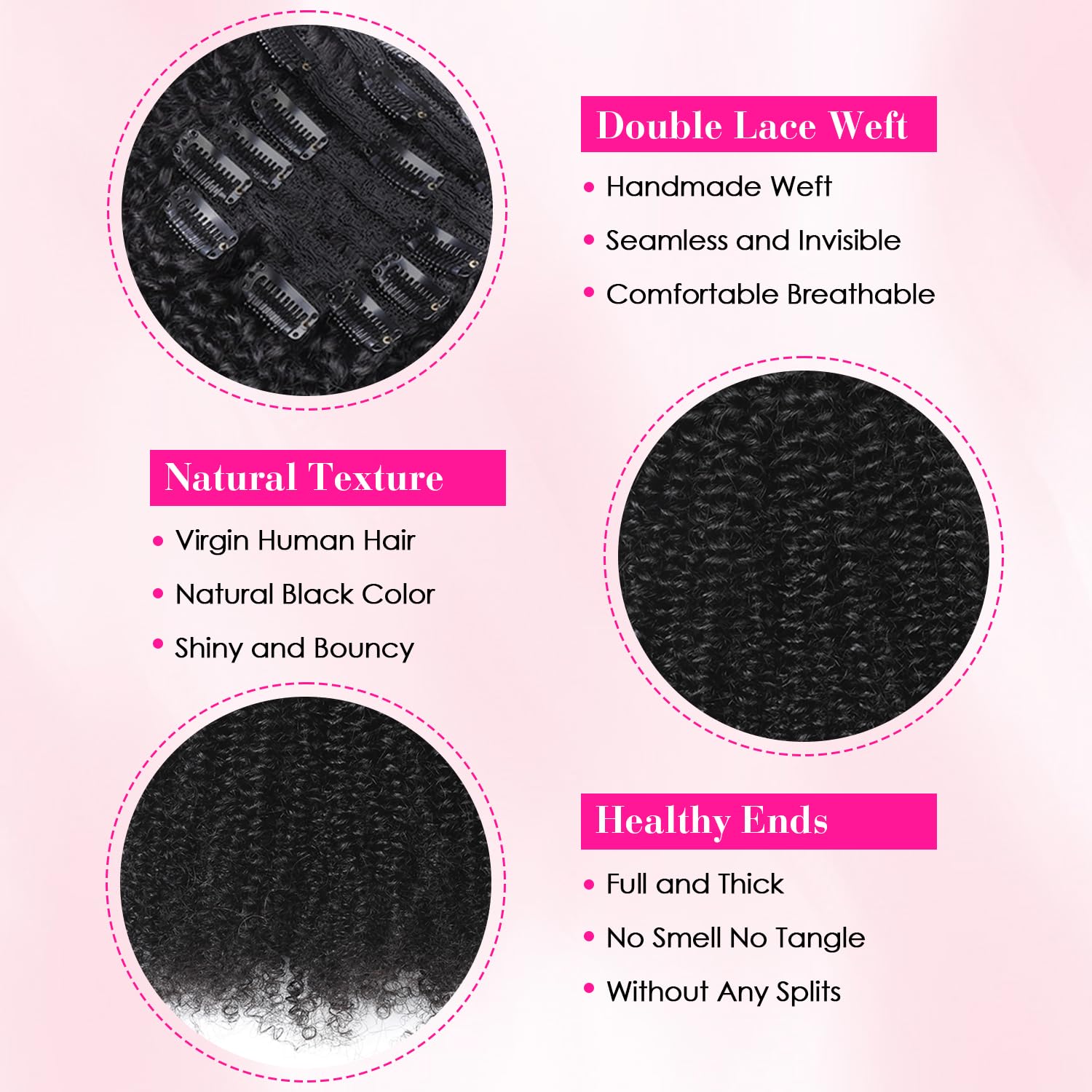 Afro Curly Clip-In Human Remy  - Seamless Clip In Hair Extensions Human Hair ulasan dan harga