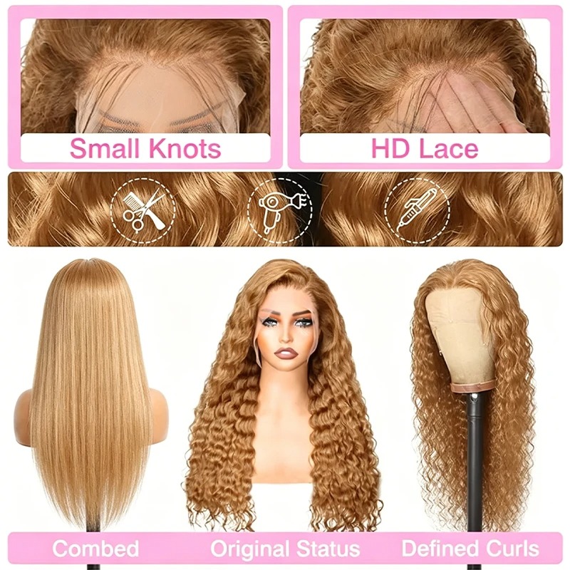 34 38Inch Honey Blonde Wig Hum - Lace Front Wigs ulasan dan harga