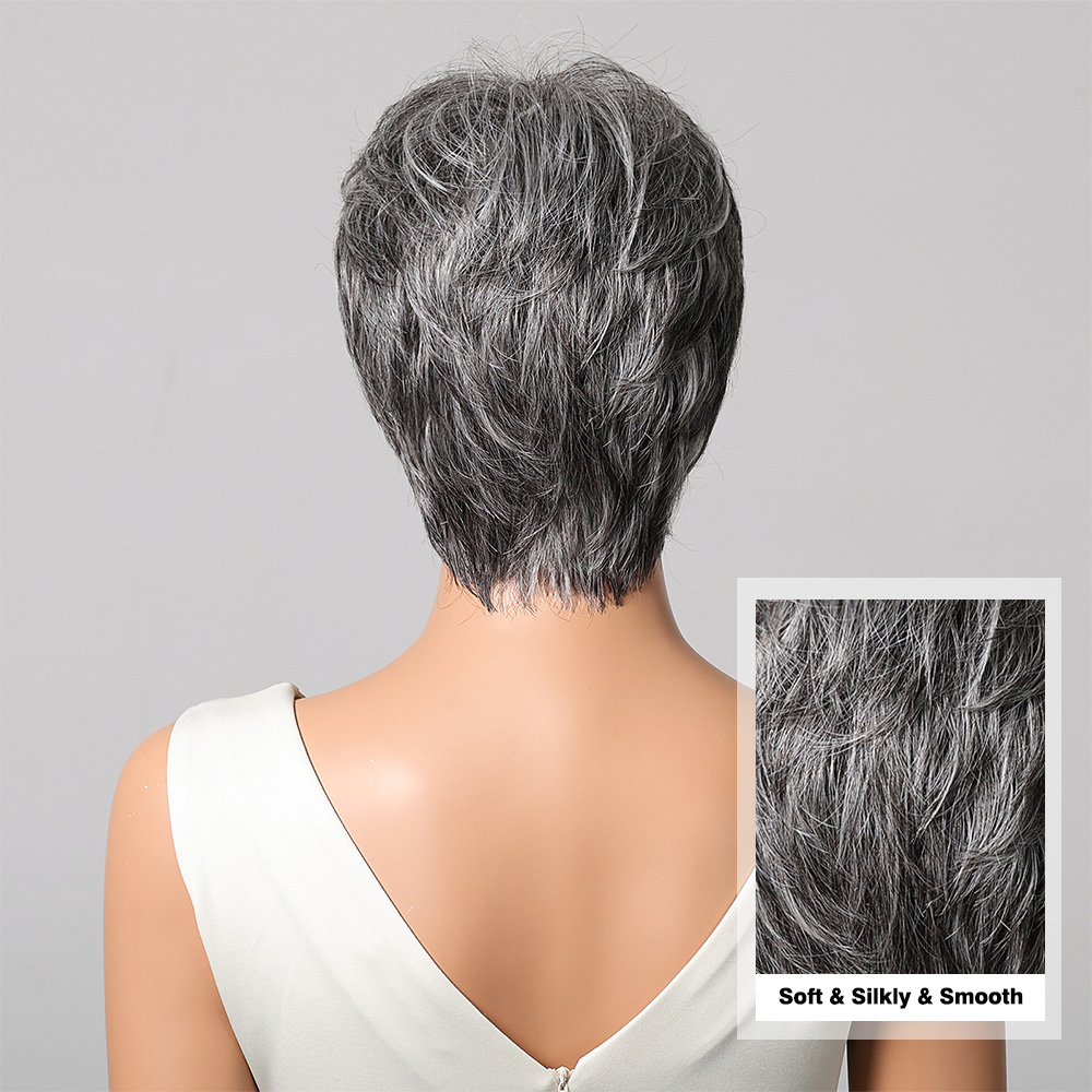 Short Pixie Cut Grey Human Hai - Short Pixie Cut Wig Human Hair Cheap ulasan dan harga