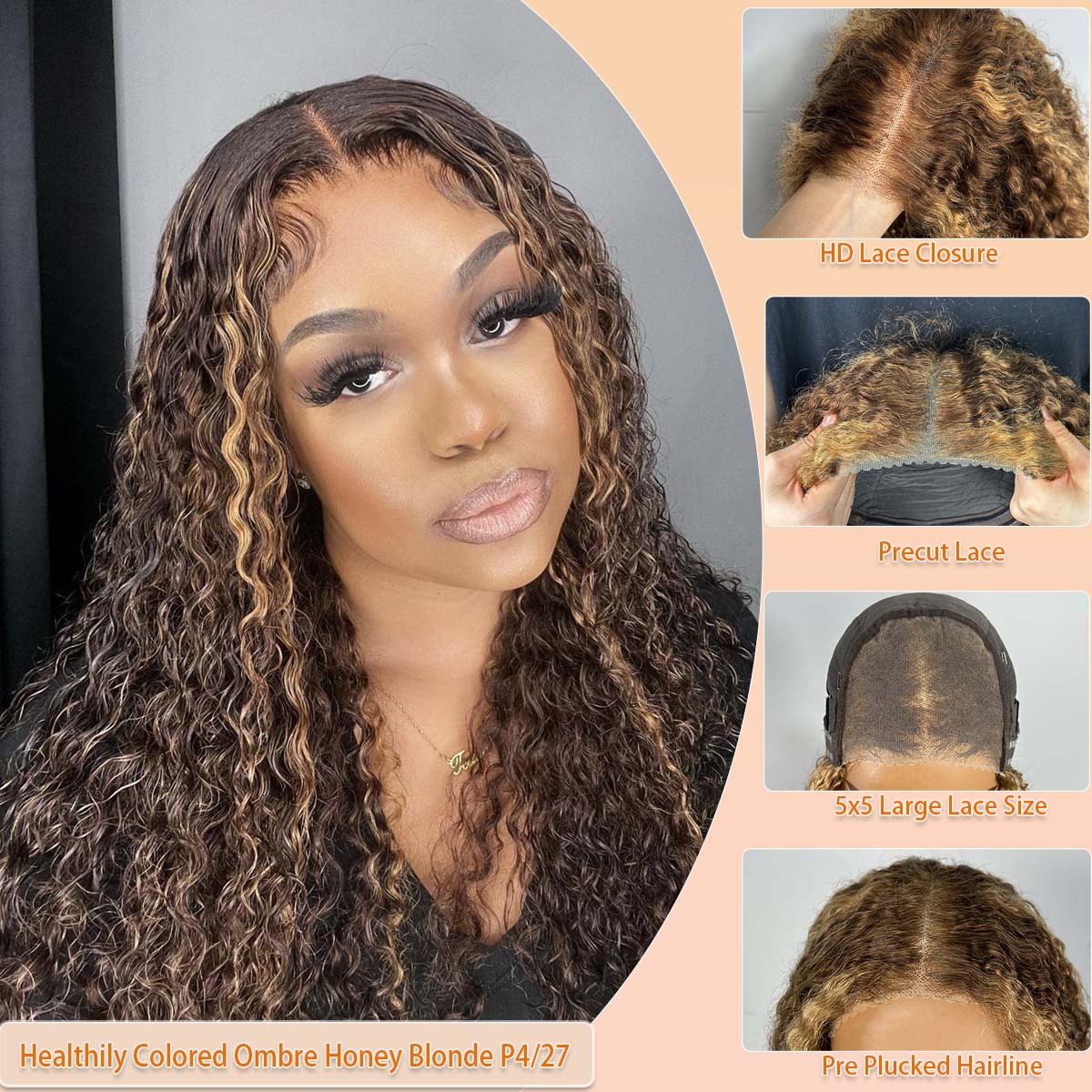 Wear & Go Wig P427 Honey Blond - Glueless Wear And Go Human Hair Wig ulasan dan harga