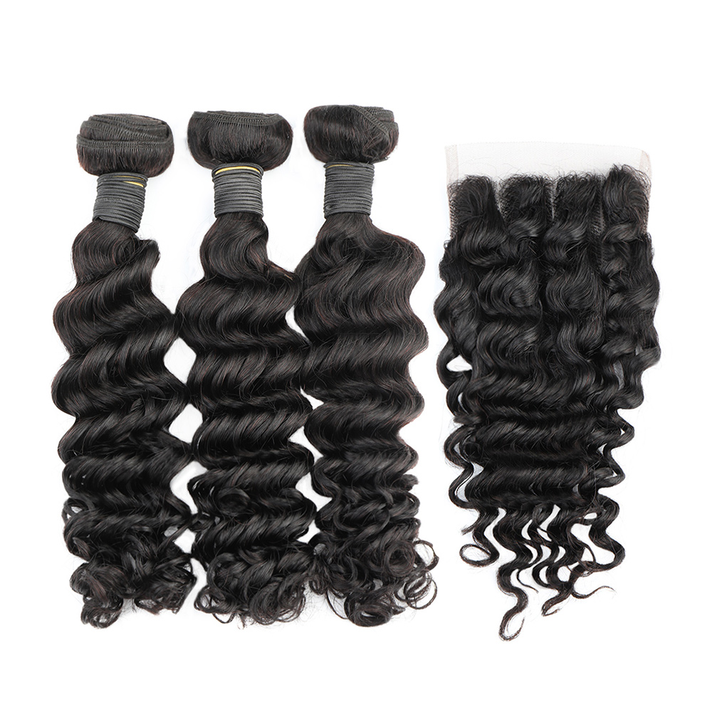 Deep Wave Bundles with Closure - Deep Wave 3 Bundles With Closure ulasan dan harga