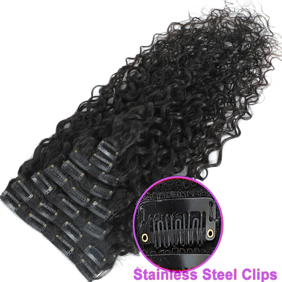 Water Wave Clip In Hair Extens - Seamless Clip In Hair Extensions Human Hair ulasan dan harga