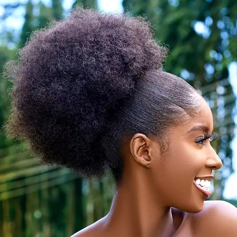 1pc Women's 10-Inch Afro Kinky - Drawstring Afro Curly Puff Ponytail ulasan dan harga