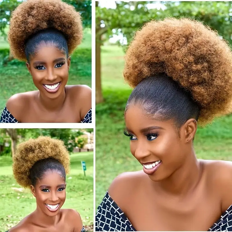 1pc Women's 10-Inch Afro Kinky - Drawstring Afro Curly Puff Ponytail ulasan dan harga