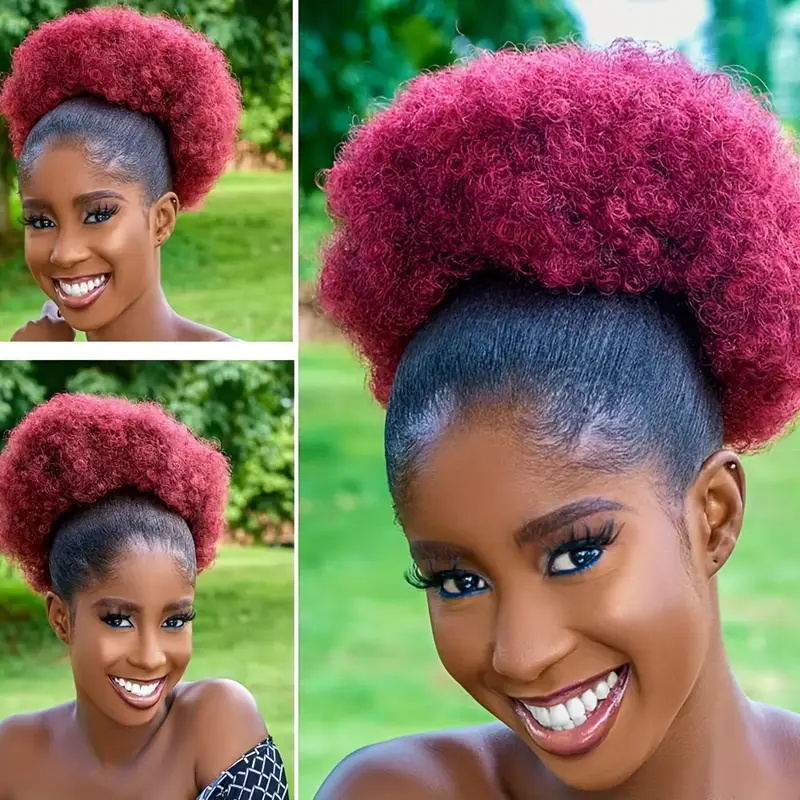 1pc Women's 10-Inch Afro Kinky - Drawstring Afro Curly Puff Ponytail ulasan dan harga