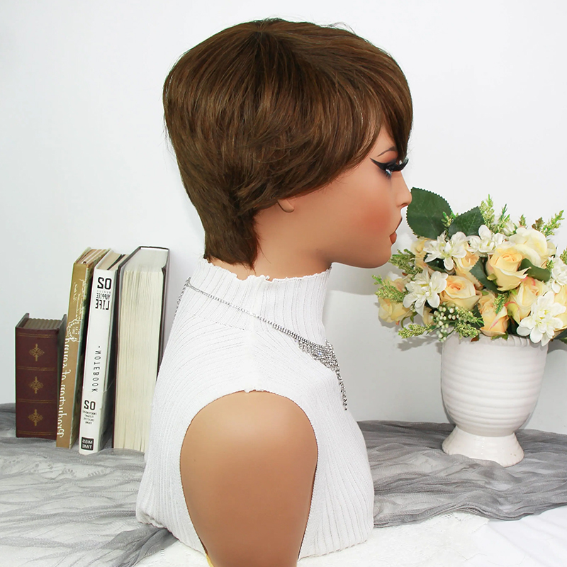 Chocolate Brown Pixie Cut Wigs - Short Pixie Cut Wig Human Hair Cheap ulasan dan harga