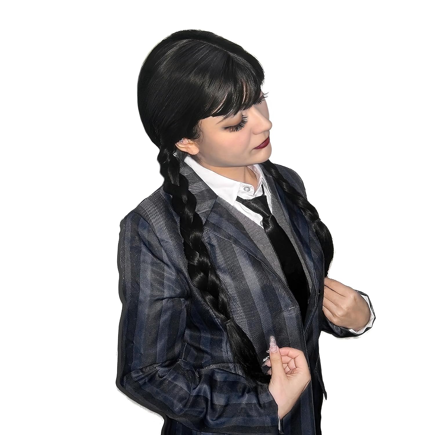 Long Black Braided Wig Widnesd - Synthetic Braided Wigs For Black Women ulasan dan harga