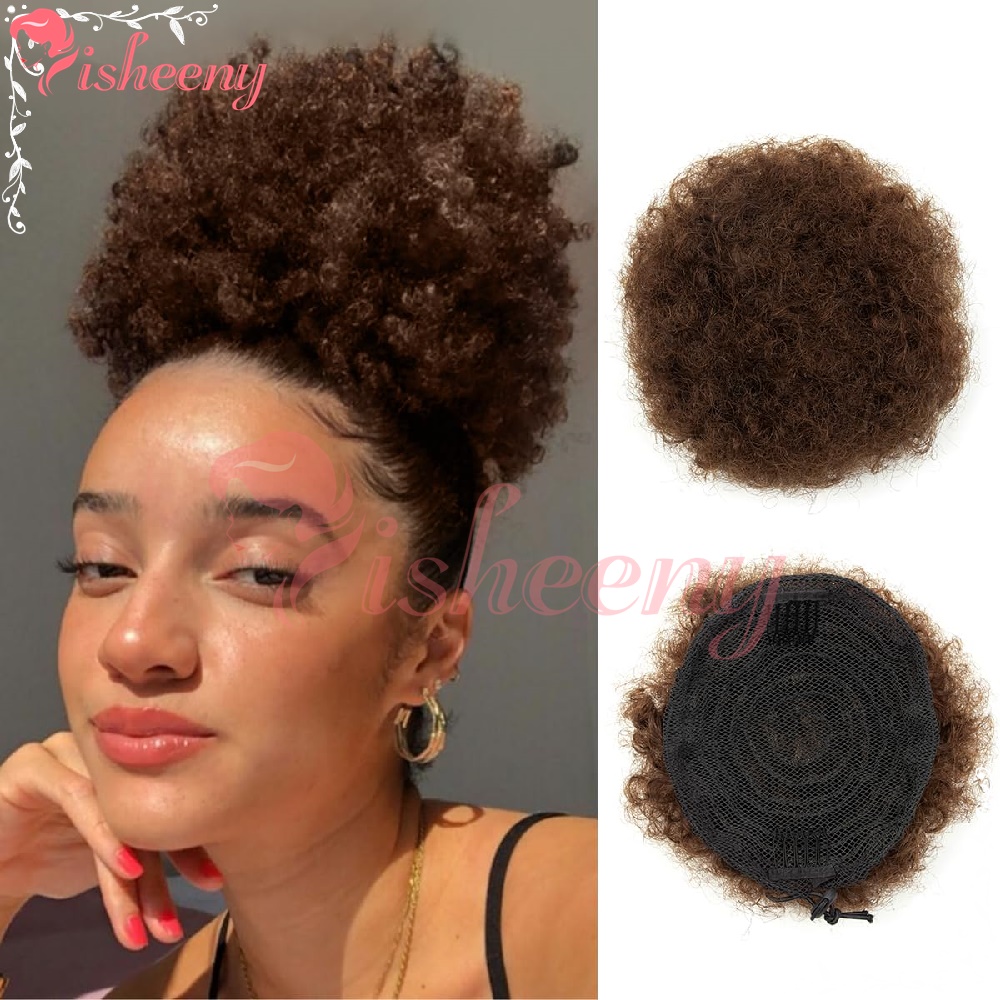 Isheeny Kinky Curly Afro Puff  - Drawstring Afro Curly Puff Ponytail ulasan dan harga