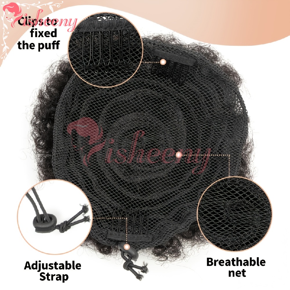 Isheeny Kinky Curly Afro Puff  - Drawstring Afro Curly Puff Ponytail ulasan dan harga